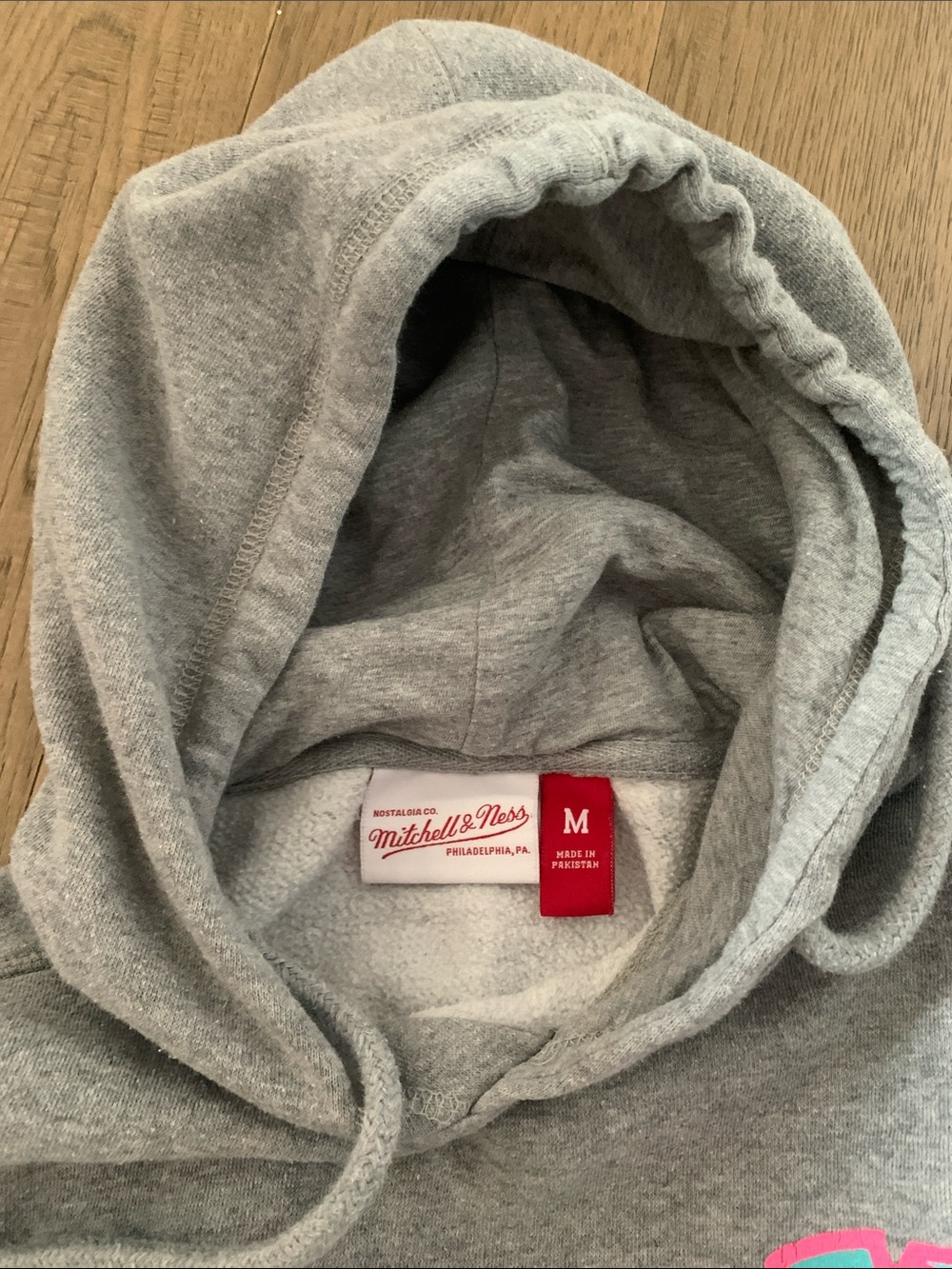 NBA Raptors Gray Hoodie with Pink Raptors Script Logo. Unisex (M) - Picture 3 of 3